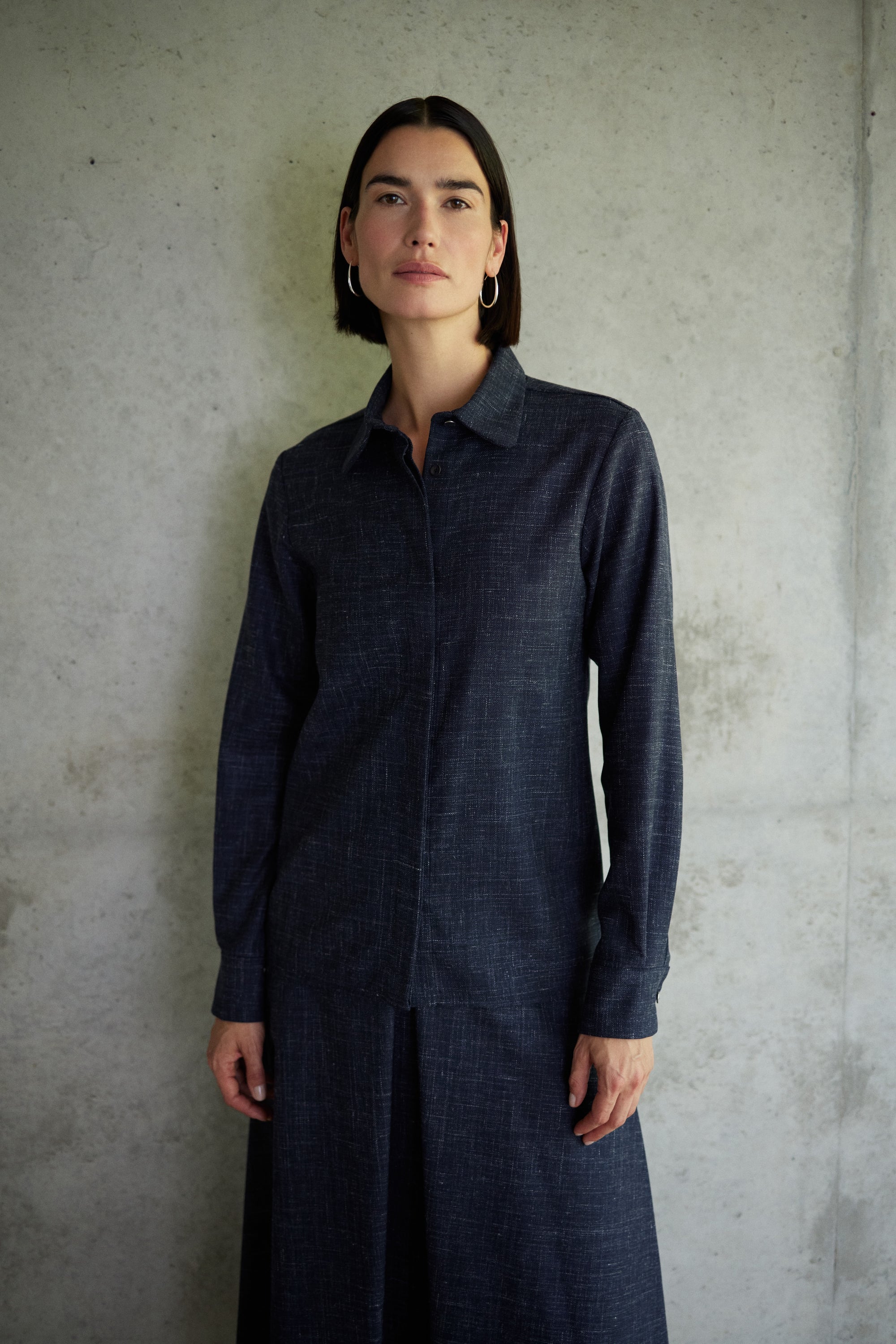 Bluse Szélie in Dunkelblau Meliert