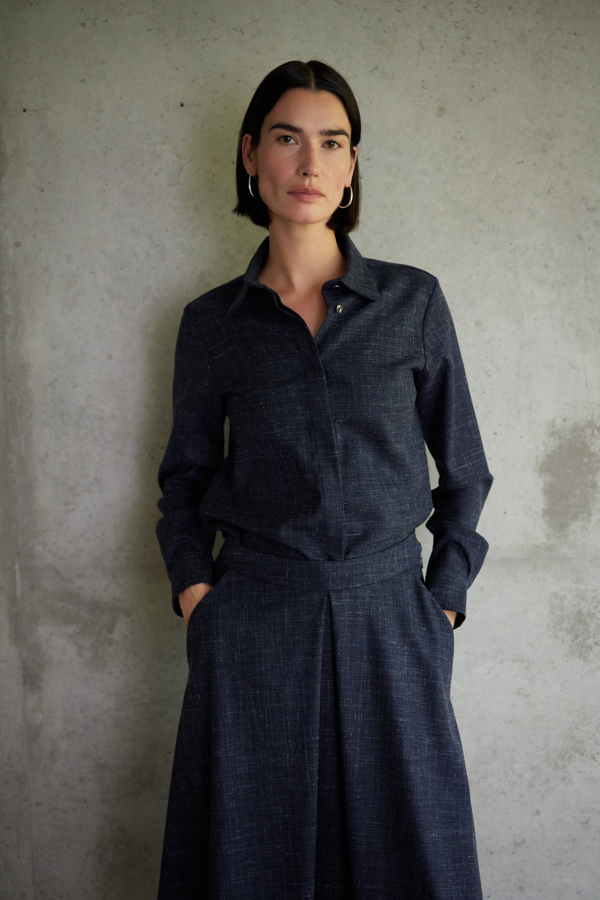 Bluse Szélie in Dunkelblau Meliert