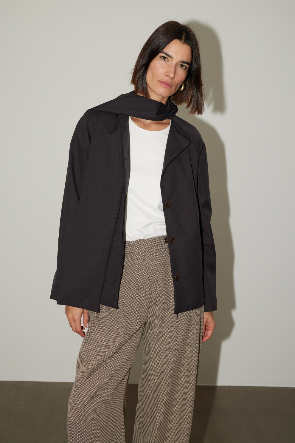 Stella jacket with scarf in marron