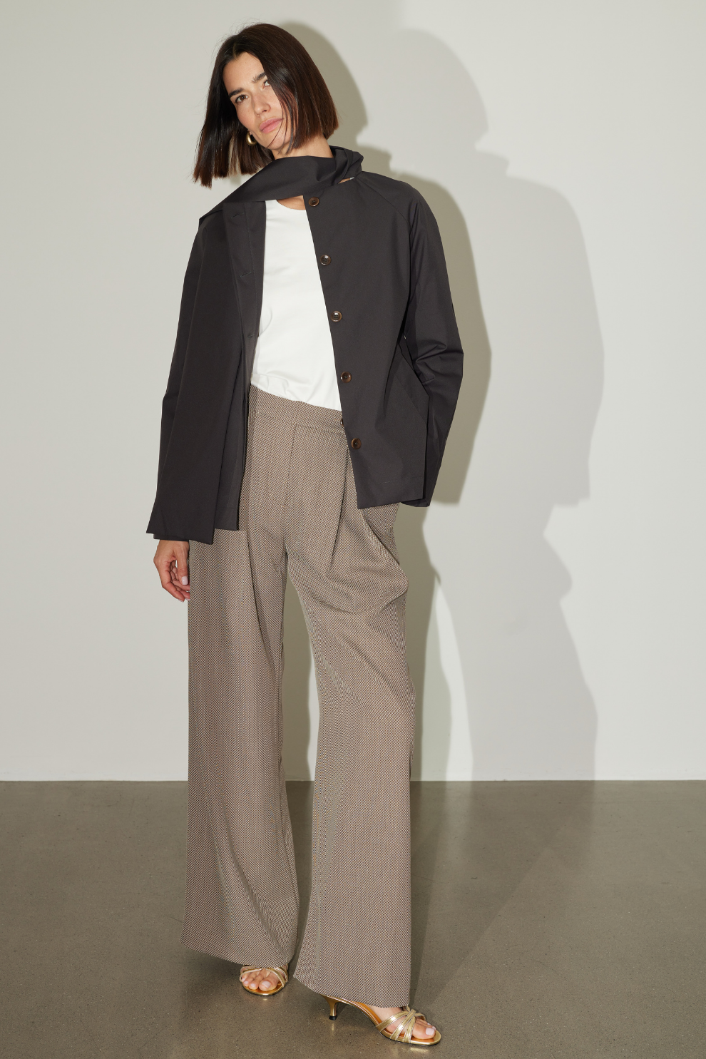 Hose Estelle in Marron Beige kariert