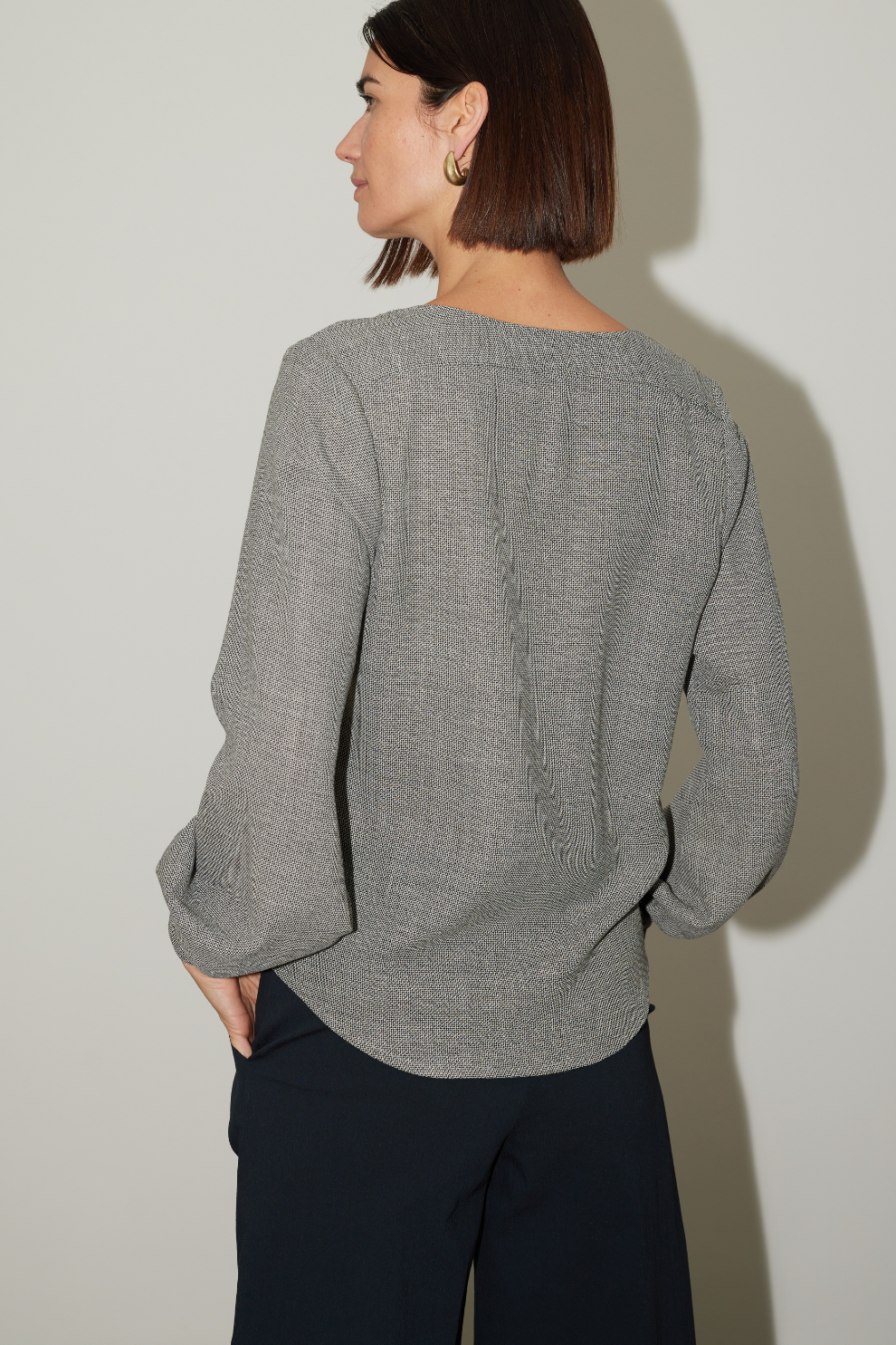 Bluse Masa in Schwarz Beige gemustert