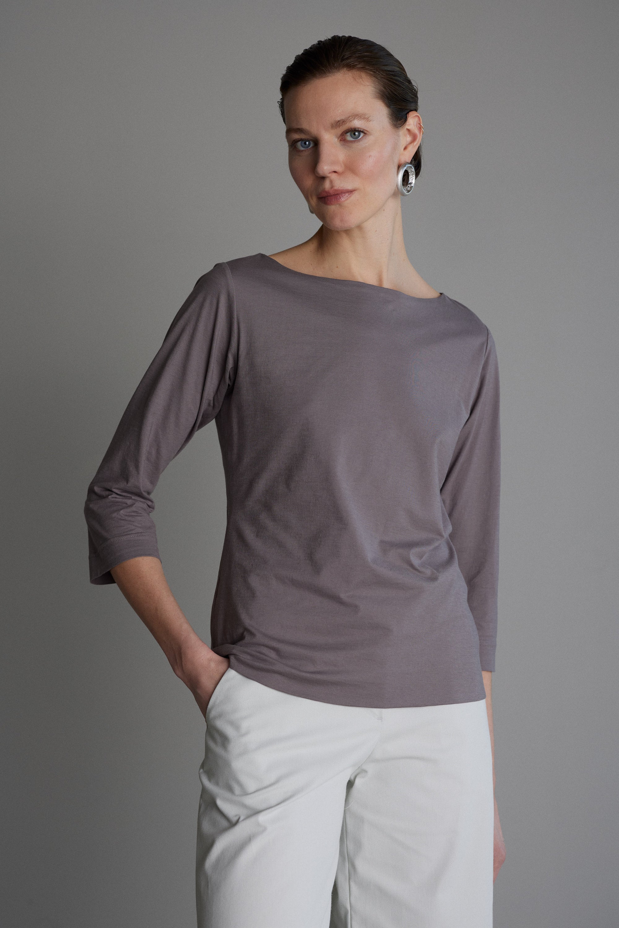 Jersey Top Claire in Taupe