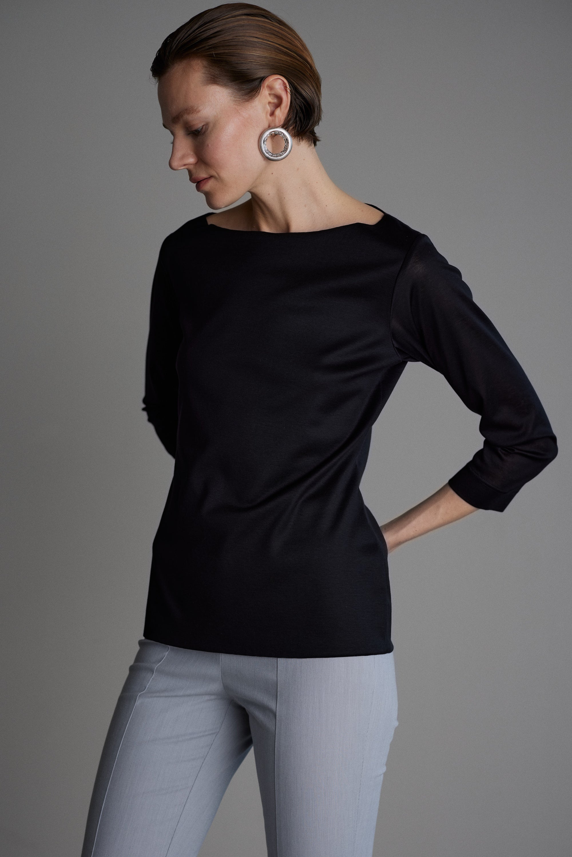 Jersey Top Claire in Schwarz