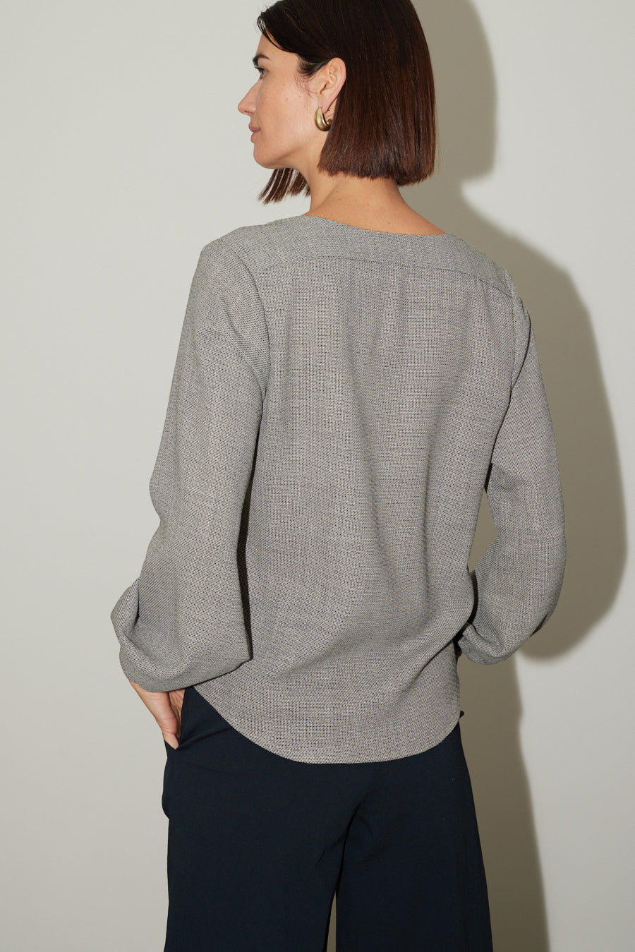 Bluse Masa in Schwarz Beige gemustert