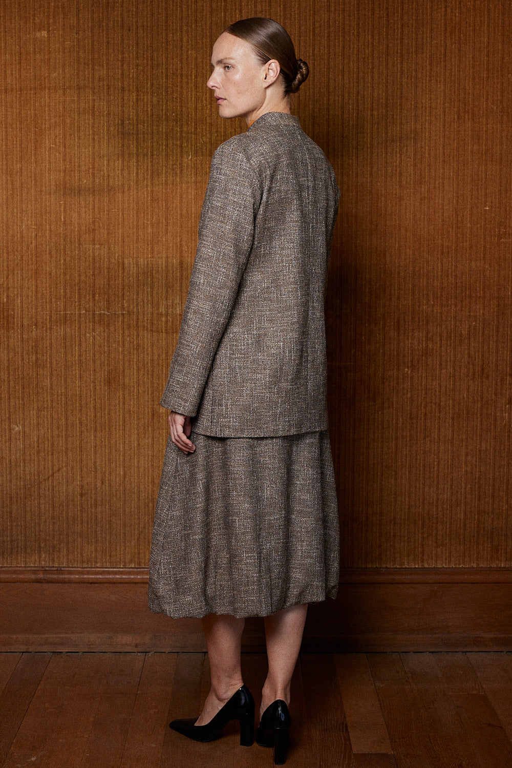 Jacket Suzanne in camel, patterned